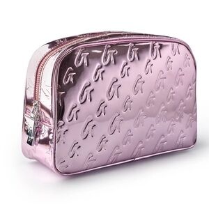 Glamaholic Metallic Pink Embossed Logo Cosmetic Bag